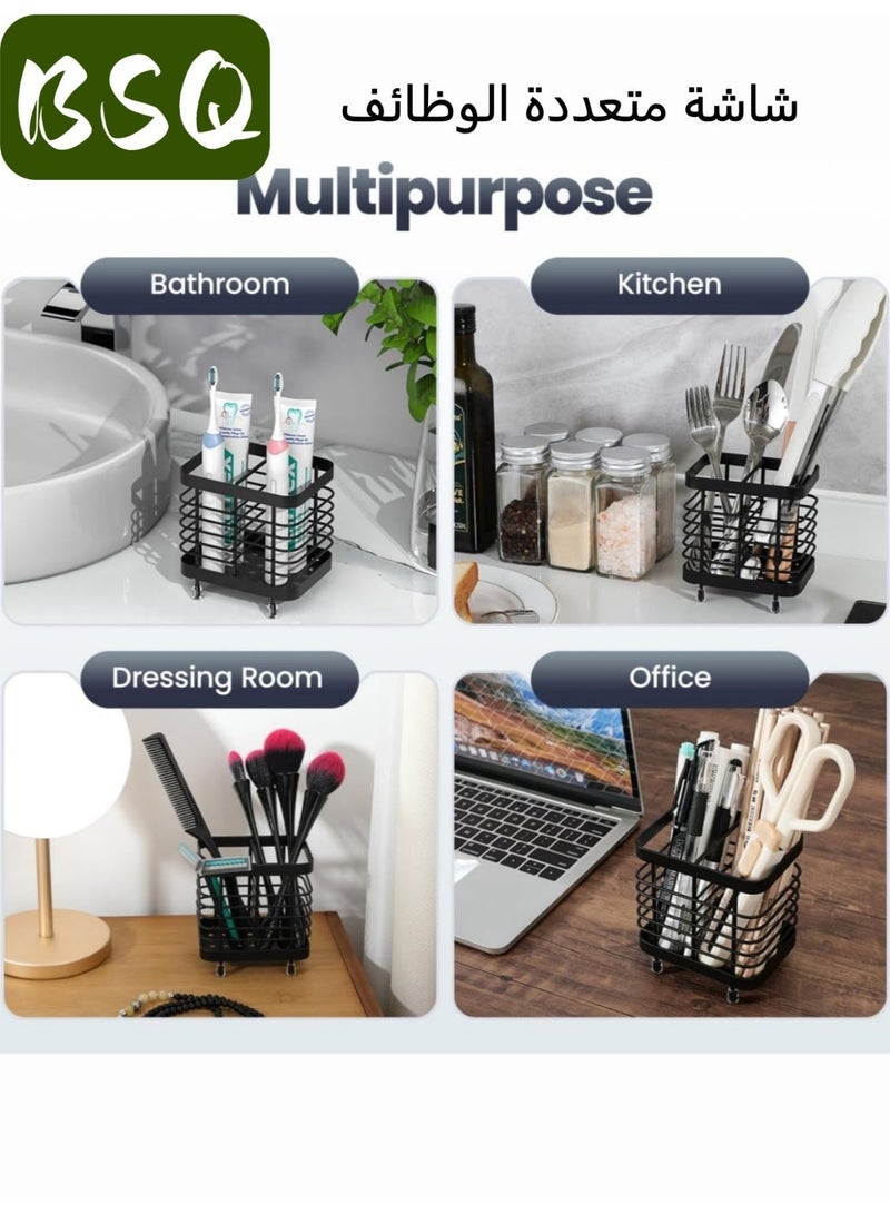 بي إس كيو حامل فرشاة أسنان الحمام | حامل فرشاة الأسنان الكهربائية من الفولاذ المقاوم للصدأ | مثبتة على الحائط | حامل فرشاة أسنان ومعجون أسنان للاستحمام | أساسيات تخزين الحمام | 2 فتحات - Image 4